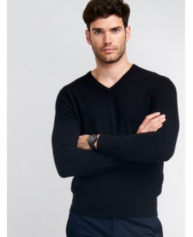 Kasjmier Trui V kraag voor Heren Zwart