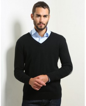 Kasjmier Trui V kraag voor Heren Zwart