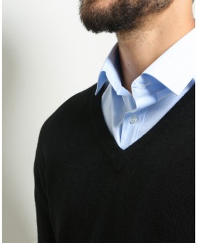 Kasjmier Trui V kraag voor Heren Zwart