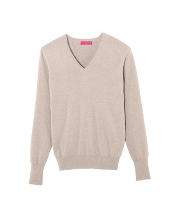 Herren Pullover aus Kaschmir mit V-Ausschnitt Beige
