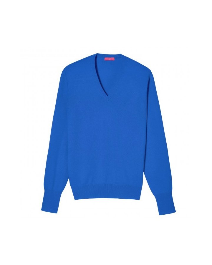 Herren Pullover aus Kaschmir mit V-Ausschnitt Surf blau