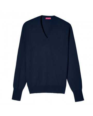 Herren Pullover aus Kaschmir mit V-Ausschnitt Marineblau