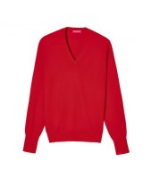 Pull col V en cachemire Rouge pour homme