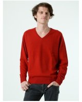 Pull col V en cachemire Rouge pour homme