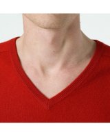 Pull col V en cachemire Rouge pour homme