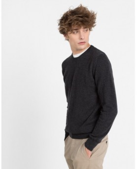 Heren Kasjmier Trui ronde kraag antraciet