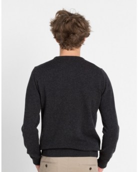 Heren Kasjmier Trui ronde kraag antraciet