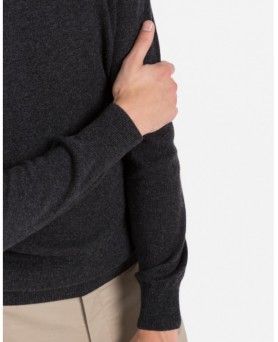 Heren Kasjmier Trui ronde kraag antraciet