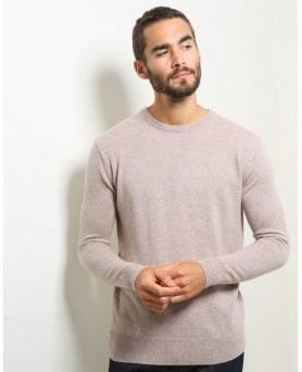 Herren Pullover aus Kaschmir mit Rundhalsausschnitt beige