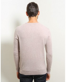 Herren Pullover aus Kaschmir mit Rundhalsausschnitt beige
