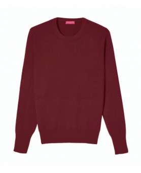 Pull col rond cachemire Bordeaux Homme