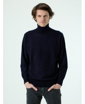 Свитер с высоким воротником из кашемира- мужской Кобальт