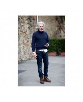 Свитер с высоким воротником из кашемира- мужской Кобальт