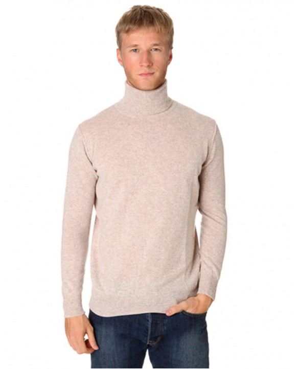 Cashmere turtleneck sweater Beige men