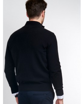 Black Cashmere Men's Trucker Sweater