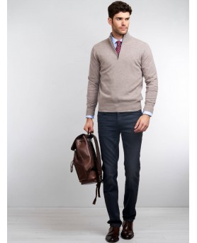 Cashmere zip neck jumper Beige Men