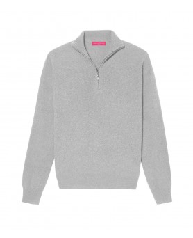 Light Grey Cashmere Trucker Sweater