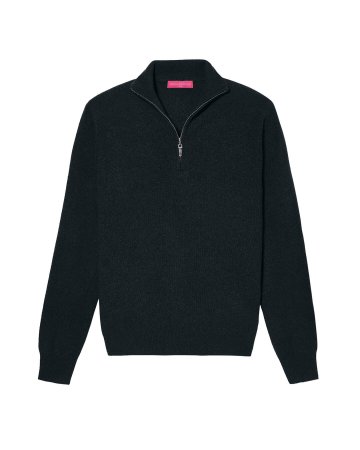 8-fädiger Herren Pullover aus Kaschmir mit Stehkragen Schwarz