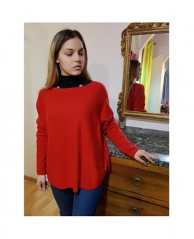 Pull en cachemire col bateau oversize rouge