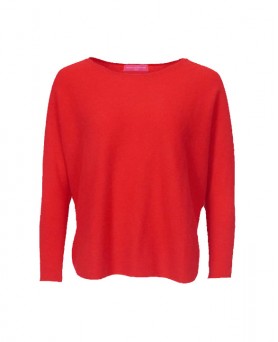 Pull en cachemire col bateau oversize rouge