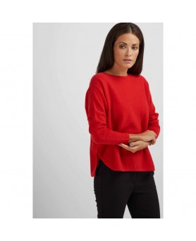 Pull en cachemire col bateau oversize rouge