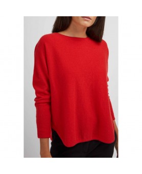 Pull en cachemire col bateau oversize rouge