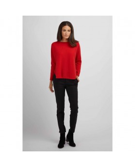 Pull en cachemire col bateau oversize rouge
