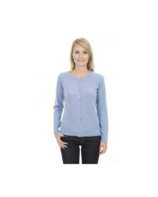 Cardigan in cachemire blu tranquillo per donna