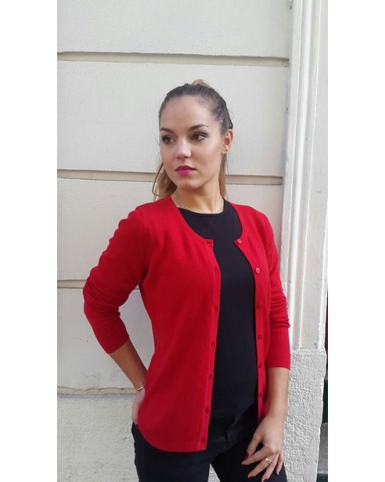 Cardigan aus 100% reinem Kaschmir in Rot für Damen
