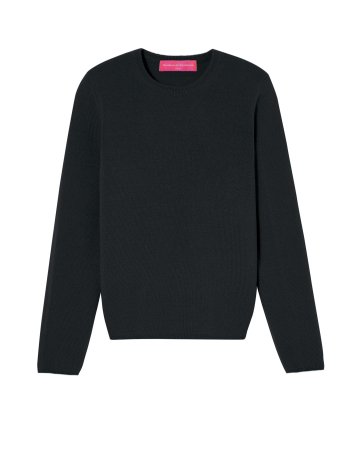 Schwarzer Kaschmirpullover mit Rundhalsausschnitt und langen Ärmeln für Damen