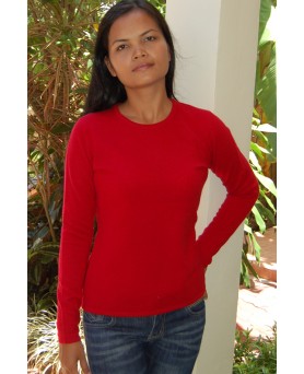 Maglione a girocollo in cashmere rosso per donna