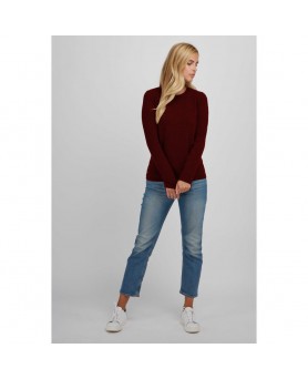 Женский кашемировый свитер с круглым вырезом и длинными рукавами цвета Бордо