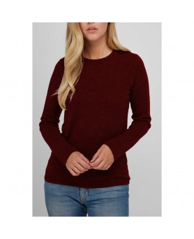 Женский кашемировый свитер с круглым вырезом и длинными рукавами цвета Бордо