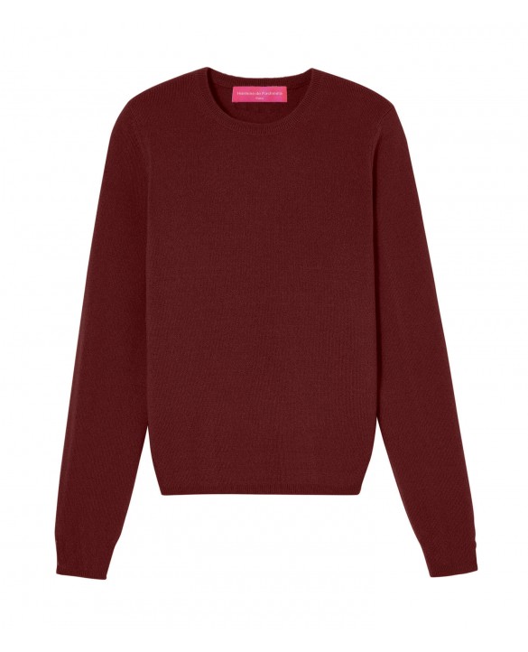 Женский кашемировый свитер с круглым вырезом и длинными рукавами цвета Бордо