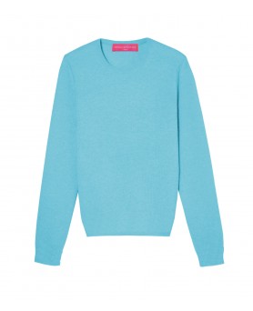 Ronde Hals Kasjmier Trui in Curaçao Blauw voor Dames