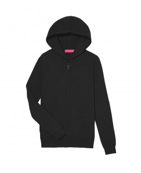 black cashmere zip hoodie for women