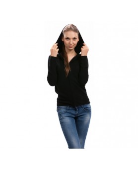 black cashmere zip hoodie for women