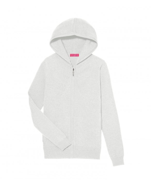 Gilet zip capuche blanc en cachemire Gilet zip capuche blanc en cachemire