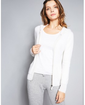 Cashmere zip hoodie white