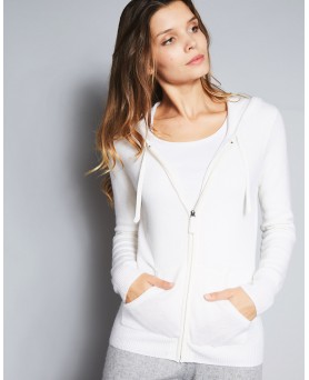 Cashmere zip hoodie white