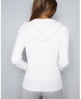 Cashmere zip hoodie white
