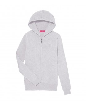 light grey cashmere zip-up hoodie for women