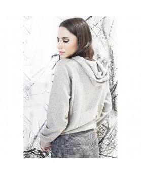 light grey cashmere zip-up hoodie for women