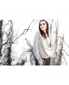 light grey cashmere zip-up hoodie for women