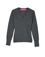 Maglione da Donna in Cashmere Grigio Antracite con Scollo a V