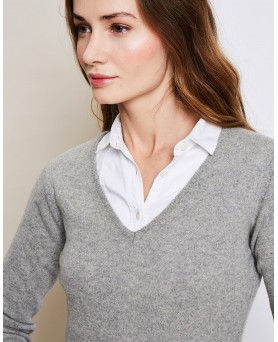 Cashmere V-neck sweaters Light grey
