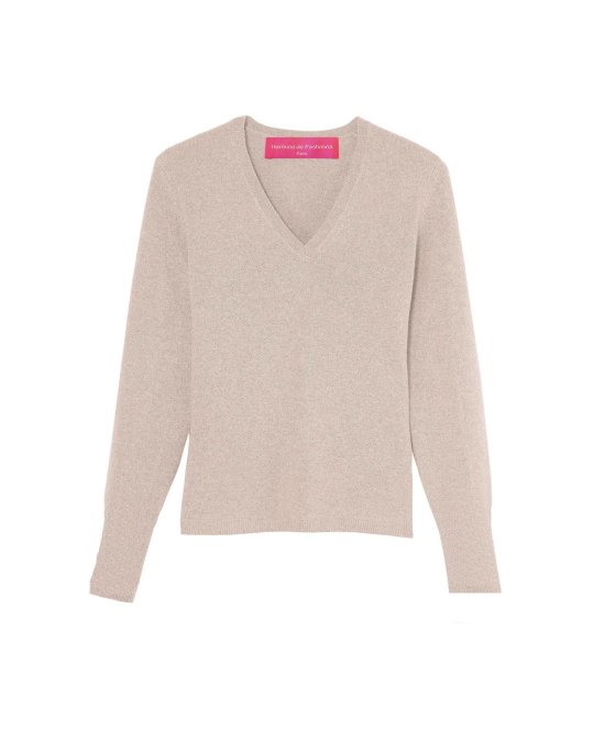 Pullover aus Kaschmir mit V-Ausschnitt Beige