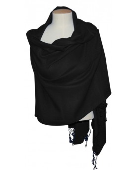black cashmere and silk pashmina