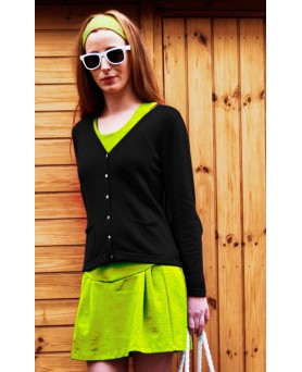 Gilet col en V en cachemire noir pour femme