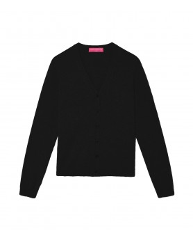 Maglione a V in cashmere nero per donna